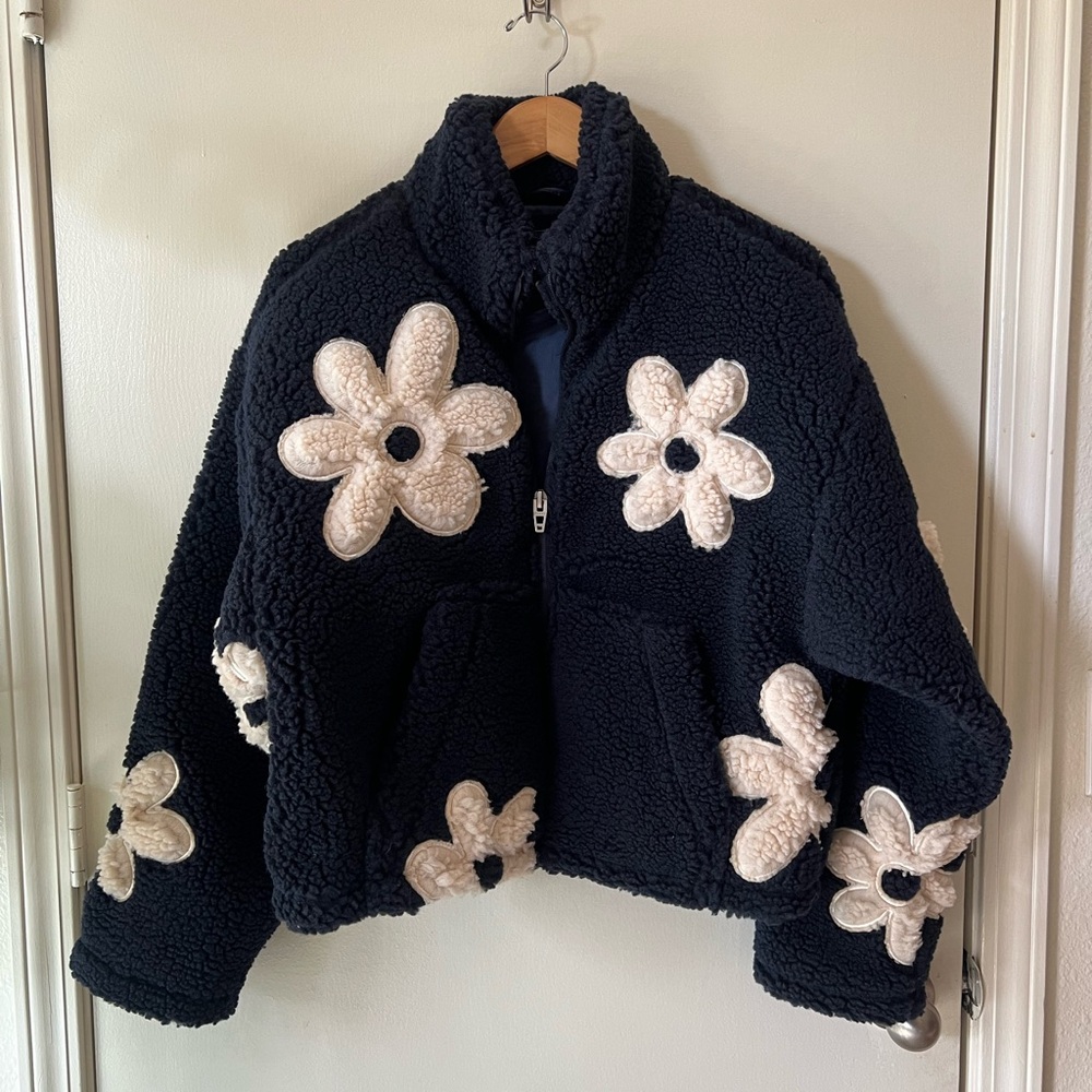 Blank NYC Black and Cream Floral Jacket